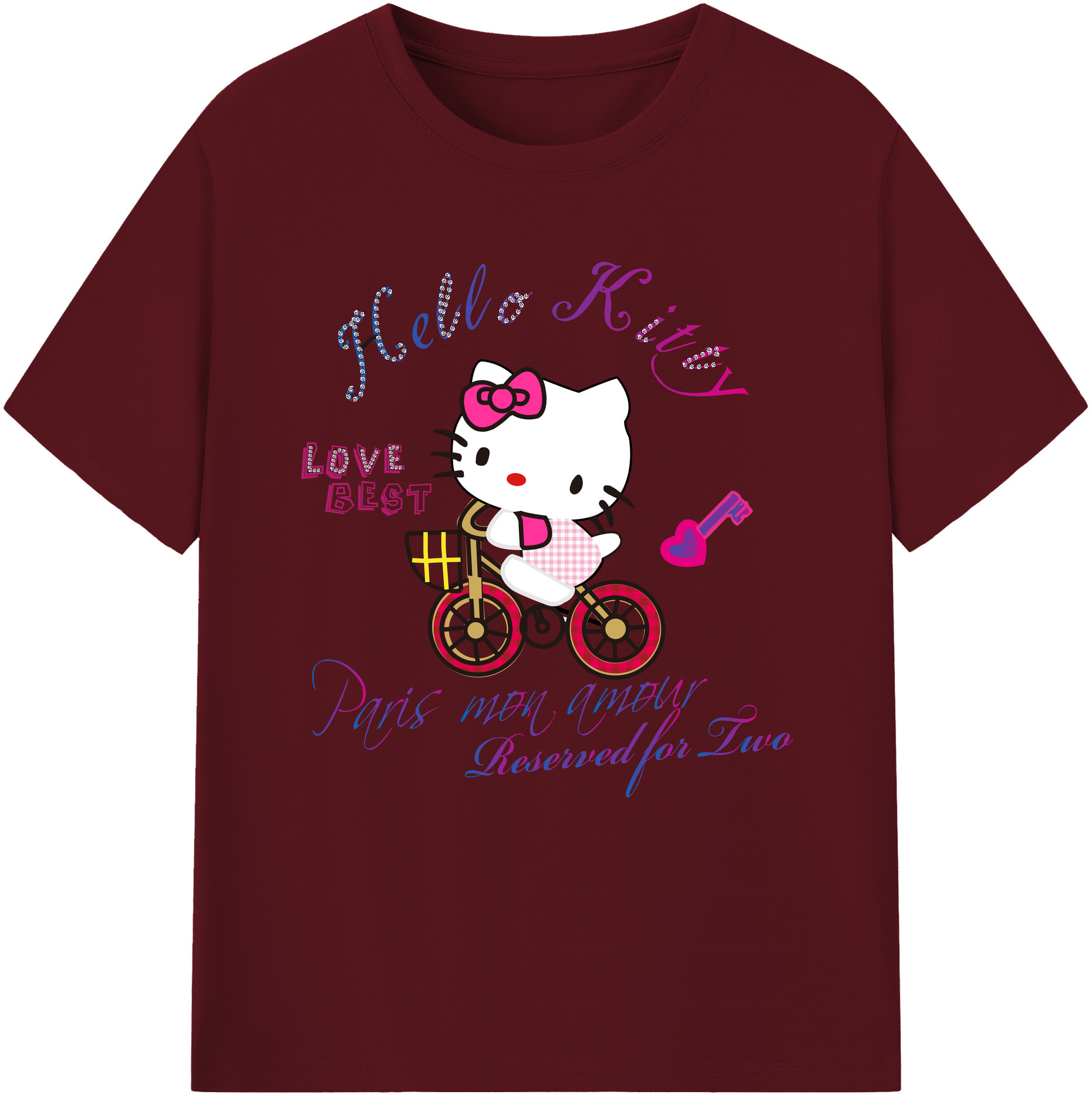 （画像用） Hello Kitty ハローキティ 綿100％半袖Tシャツ（フロントプリント）